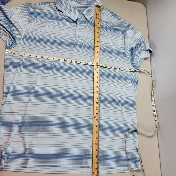 UNDER ARMOUR Blue Striped 3 Button Golf Polo Shirt Sz 2XL - Picture 10 of 11